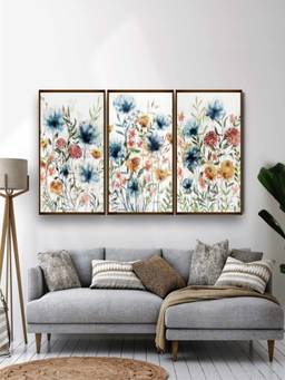 The Art House - Botanical Floral Watercolour Framed Wall Art (Pack of 3)