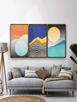 The Art House - Landscape Geometric Framed Wall Art (Pack of 3)