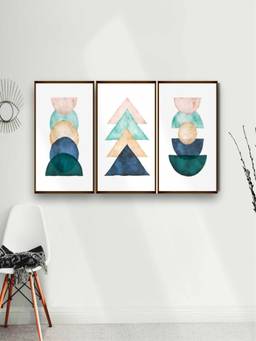 The Art House - Watercolour Geometric Framed Wall Art (Pack of 3)