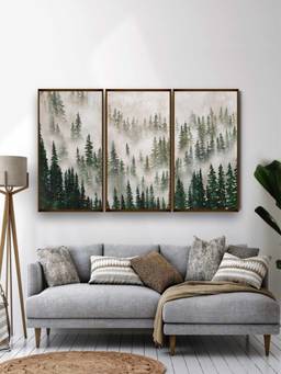 The Art House - Forest Landscape Watercolour Framed Wall Art (Pack of 3)