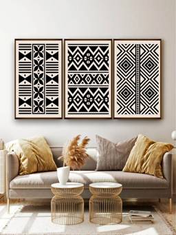 The Art House - Geometric Framed Wall Art (Pack of 3)