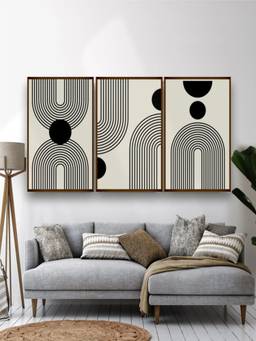 The Art House - Minimalist Geometric Framed Wall Art (Pack of 3)
