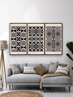 The Art House - Geometric Framed Wall Art (Pack of 3)