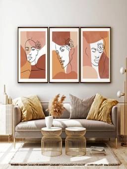 The Art House - Female Faces Framed Wall Art (Pack of 3)