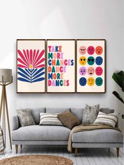 The Art House - Chances Colourful Framed Wall Art (Pack of 3)
