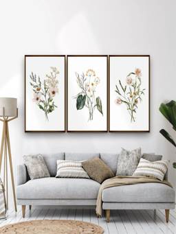 The Art House - Botanical Floral Watercolour Framed Wall Art (Pack of 3)