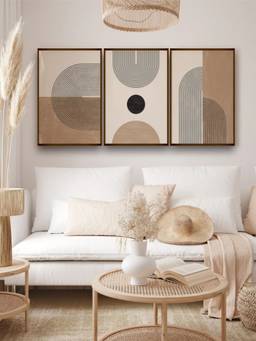 The Art House - Minimalist Geometric Framed Wall Art (Pack of 3)