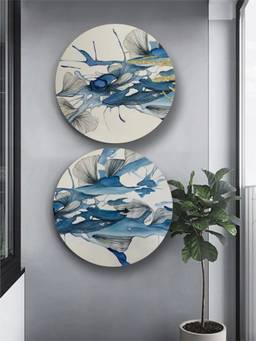 The Art House - Round Framed Wall Art (Pack of 2)
