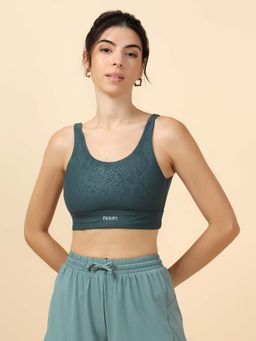 Fitkin - Women's Teal Snake Print Activewear Sports Bra