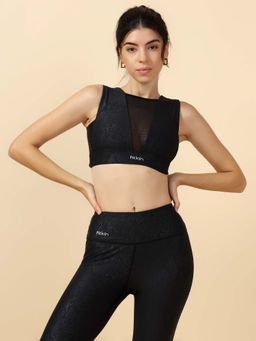 Fitkin - Women's Black Snake Print Activewear Sports Bra