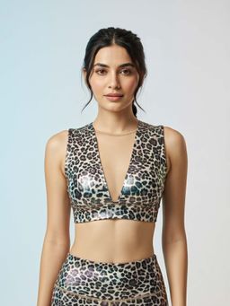Fitkin - Women's Multi-Colour Leopard Print Activewear Sports Bra
