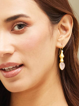 Fabindia - Pink and White Silver Dangler Earrings