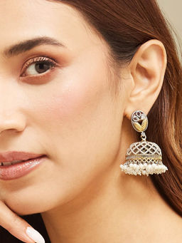 Fabindia - White Pearls Metal Jhumka Earrings