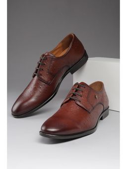 Louis Philippe - Men Brown Leather Lace-Up Oxfords