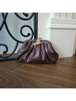Adwita - Horse Snake Print Pouchette In Snake Print Brown