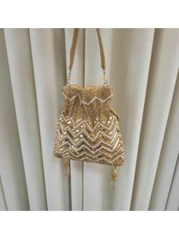 Adwita - Gold Aztec Potli Bag with Detachable Straps