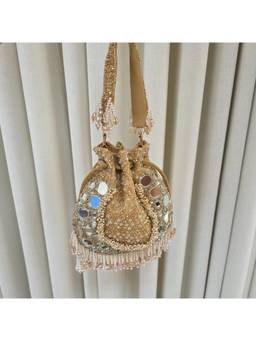 Adwita - Gold Mirror Potli Bag with Detachable Straps