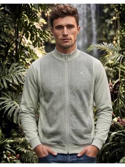 Louis Philippe - Men Green Textured Cotton Blend Jacket