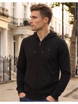 Louis Philippe - Men Black Solid/Plain Cotton Jacket