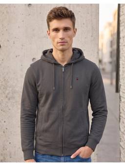 Louis Philippe - Men Grey Solid/Plain Cotton Jacket