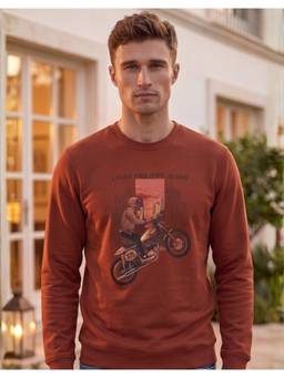 Louis Philippe - Men Maroon Printed Cotton Sweatshirt