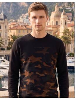 Louis Philippe - Men Black Printed Cotton Sweatshirt