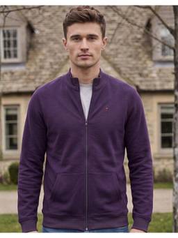 Louis Philippe - Men Purple Solid/Plain Cotton Blend Jacket