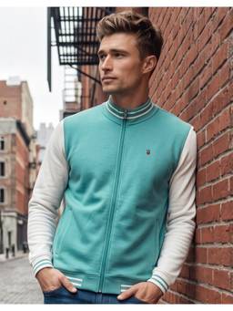 Louis Philippe - Men Blue Solid/Plain Cotton Blend Jacket