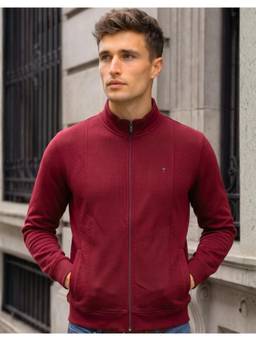 Louis Philippe - Men Wine Solid/Plain Cotton Blend Jacket