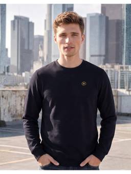 Louis Philippe - Men Casual Black Solid Sweatshirt