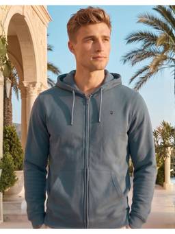 Louis Philippe - Men Casual Blue Solid Sweatshirt