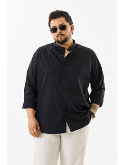 Snitch - Black Mandarin Plus Size Shirt