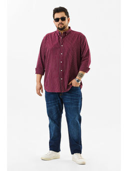 Snitch - Lining Maroon Stripes Plus Size Shirts