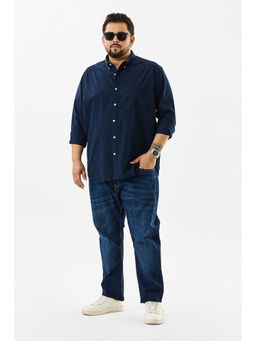 Snitch - Lucia Navy Blue Plain Plus Size Shirts