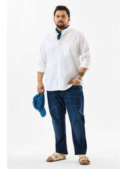 Snitch - Marco Oxford White Plain Plus Size Shirt