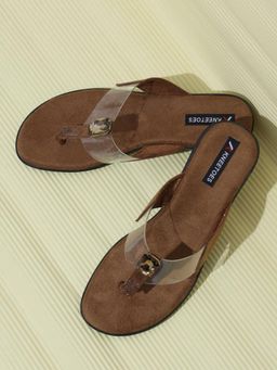 KNEETOES - Womens Gem glow Transparent Brown Thong Sandals