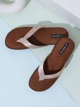 KNEETOES - Womens Gem glow Rose Gold Thong Sandals