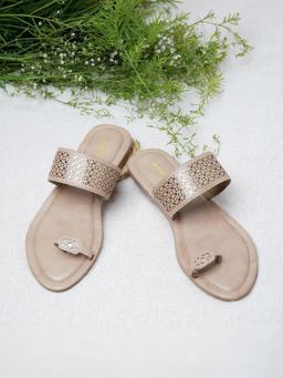 KNEETOES - Womens Essence Beige Laser-Cut One-Toe Sandals