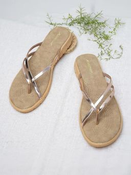 KNEETOES - Womens Luxe Rose Gold Thong Sandals