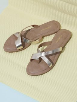 KNEETOES - Womens Radiant Gold Criss-Cross One-Toe Flats