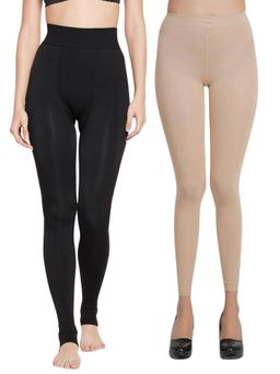 Secrets By ZeroKaata - Women Pack Of 2 Fleece Winter Fur Pantyhose Stockings Multi-Color