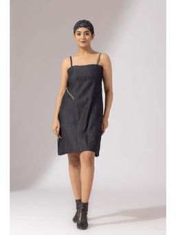 Finethreads by Hina & Nikhat - Charcoal Spaghetti Denim Dress