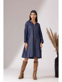 Finethreads by Hina & Nikhat - Blue Hooded Denim Dress