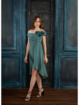 Weaving Cult - Green Sage Rose Knee Length Dress