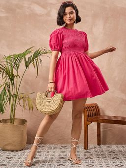 ZUMMER - Magenta Solid A-Line Mini Dress