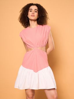 ZUMMER - Pink Colorblock A-Line Mini Dress