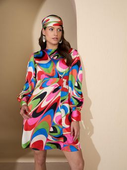 ZUMMER - Multi-Color Printed A-Line Mini Dress