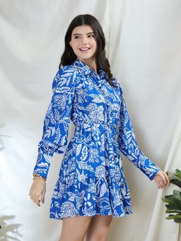 ZUMMER - Blue Printed Bodycon Mini Dress