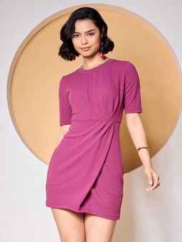 ZUMMER - Purple Solid Bodycon Mini Dress