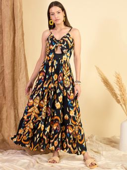 ZUMMER - Black Printed Flared Maxi Dress